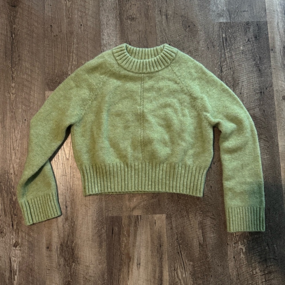 Sezane Olive Crew Neck Sweater